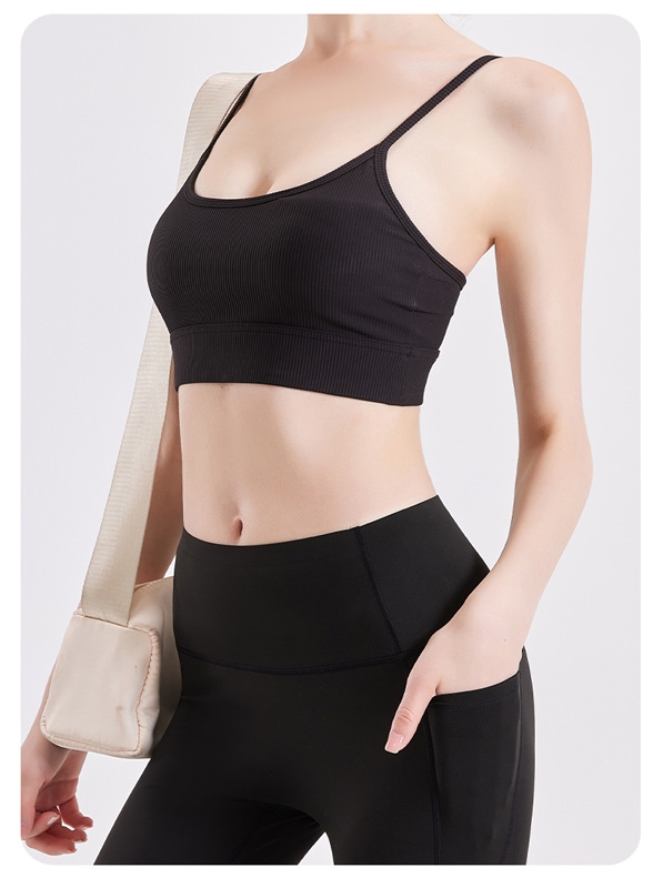  sports bra, women's nude yoga suit, vest with thin shoulder straps, wearing Pilates for fitness, sexy back bra