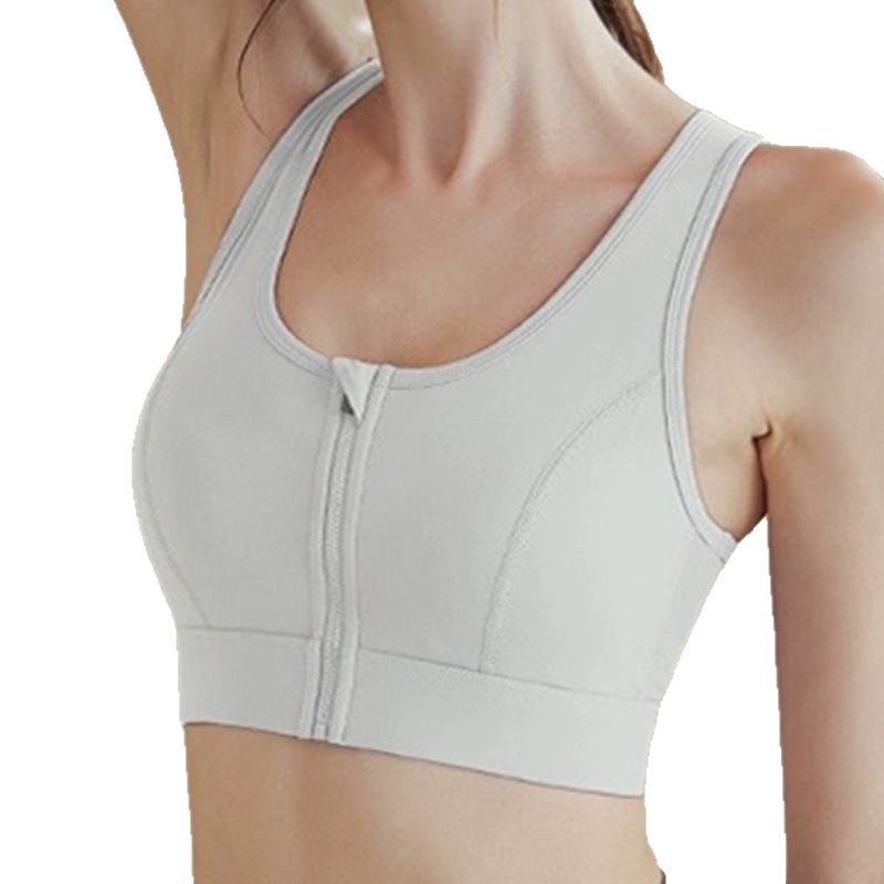 High-strength sports bra for women with front zipper, integrated shockproof and gathered fitness running professional training yoga vest
