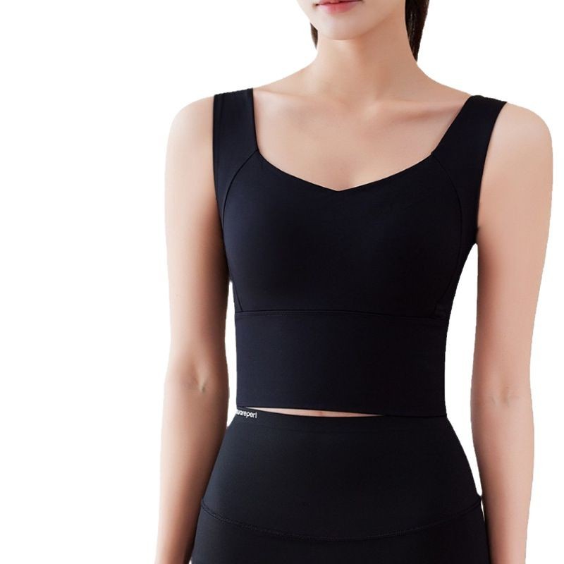 Women's sports vest with chest pads, wide shoulders, beautiful back, shockproof, breathable and high-elastic professional running sports bra and yoga tops